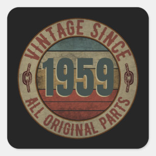 VINTAGE SEIT 1959 ALLE ORIGINALTEILE QUADRATISCHER AUFKLEBER