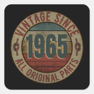 VINTAGE SEIT 1965 ALLE ORIGINALTEILE QUADRATISCHER AUFKLEBER