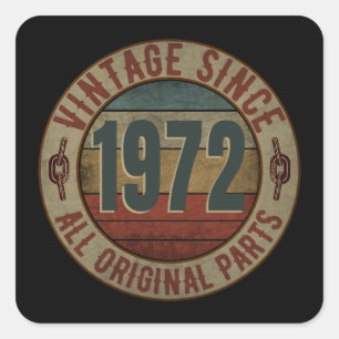VINTAGE SEIT 1972 ALLE ORIGINALTEILE QUADRATISCHER AUFKLEBER