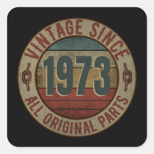 VINTAGE SEIT 1973 ALLE ORIGINALTEILE QUADRATISCHER AUFKLEBER