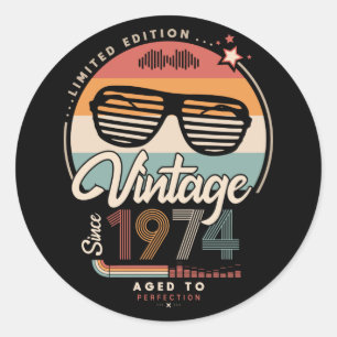 Vintage seit 1974 runder aufkleber