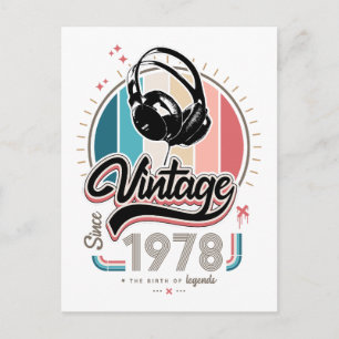 Vintage seit 1978 Kopfhörer Feiertagspostkarte