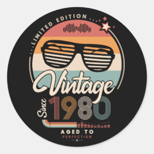 Vintage seit 1980 runder aufkleber