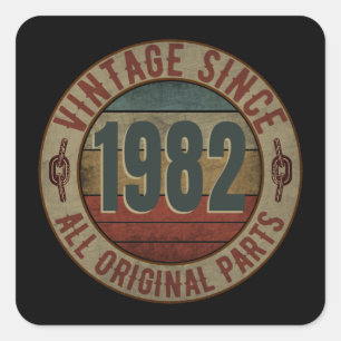 VINTAGE SEIT 1982 ALLE ORIGINALTEILE QUADRATISCHER AUFKLEBER