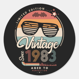 Vintage seit 1983 runder aufkleber