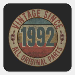 VINTAGE SEIT 1992 ALLE ORIGINALTEILE QUADRATISCHER AUFKLEBER