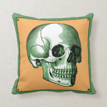 Vintage-Seitansicht Grün und Tangerine-Totenkopf-K
