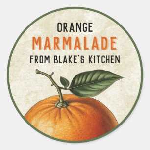 Vintage selbstgemachte Orangenmarmelade-Etiketten Runder Aufkleber