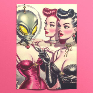 Vintage seltsame Pulp-Sci-Fi-Mädchen Seidenpapier