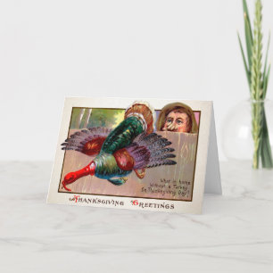 Vintage seltsame Thanksgiving-Karte Feiertagskarte