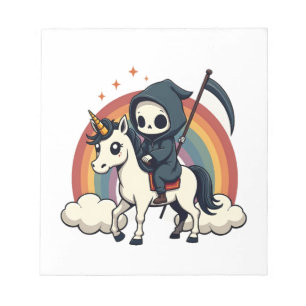 Vintage Sensenmann auf Einhorn Regenbogen Süß Los Notizblock