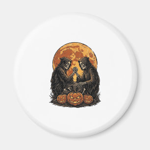 Vintage-Sensenmann Halloween-Kürbis-Vektor-Desi Magnet