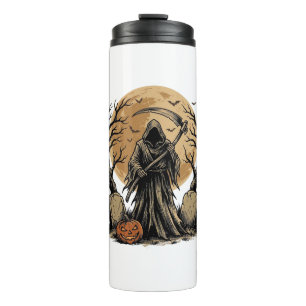 Vintage-Sensenmann-Halloween-Mond-Vektordesign_1 Thermosbecher