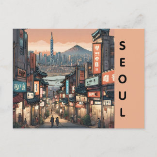 Vintage Seoul Süd korea Stadtretro Straße Postkarte