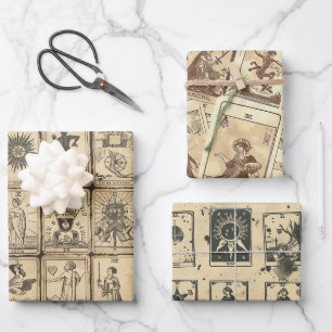 Vintage SEPI-Tarot-Karte Geschenkpapier Set