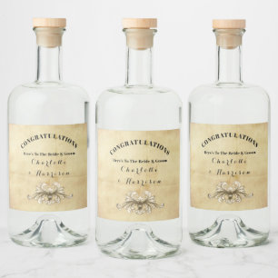 Vintage Sepia-Ältere gestresst Stilvoll Alkoholflaschenetikett