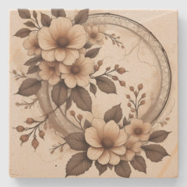 Vintage Sepia Blumen Elegante Rustikale Spitze Hoc Steinuntersetzer
