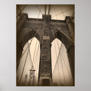 Vintage Sepia Brooklyn Bridge Poster