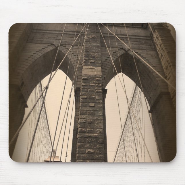 Vintage Sepia-Brooklyn-Brücke Mousepad (Vorne)