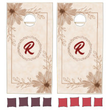Vintage Sepia Floral Wedding Monogram