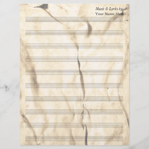 Vintage Sepia Frinkled Blank Sheet Music 10 Stave