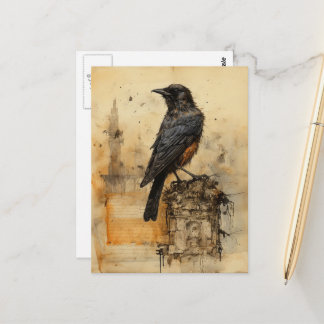 Vintage-Sepia-Gotik-Rabe Postkarte