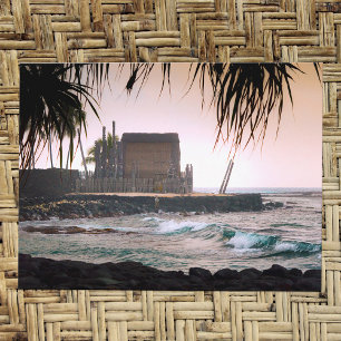 Vintage Sepia Hawaii Big Island Pu'uhonua Honaunau Postkarte