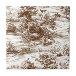 Vintage-Sepia-Herbst-Land-Toile-Muster Fliese