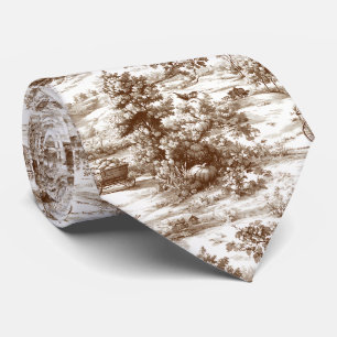 Vintage-Sepia-Herbst-Land-Toile-Muster Krawatte