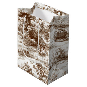 Vintage-Sepia-Herbst-Land-Toile-Muster Mittlere Geschenktüte