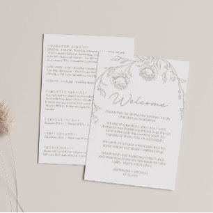 Vintage-Sepia-Hochzeitsprogramm & Willkommensbrief Mitteilungskarte