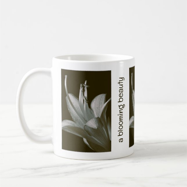 Vintage Sepia Hosta Flower Photograph Greyish Teal Kaffeetasse (Links)