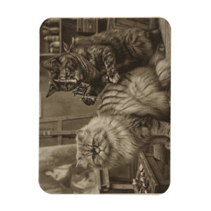 Vintage-Sepia-Katzen-Tätowierer – Lustig viktorian Magnet