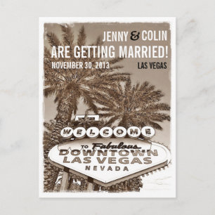 Vintage-Sepia-Las-Vegas-Foto Save The Date Ankündigungspostkarte