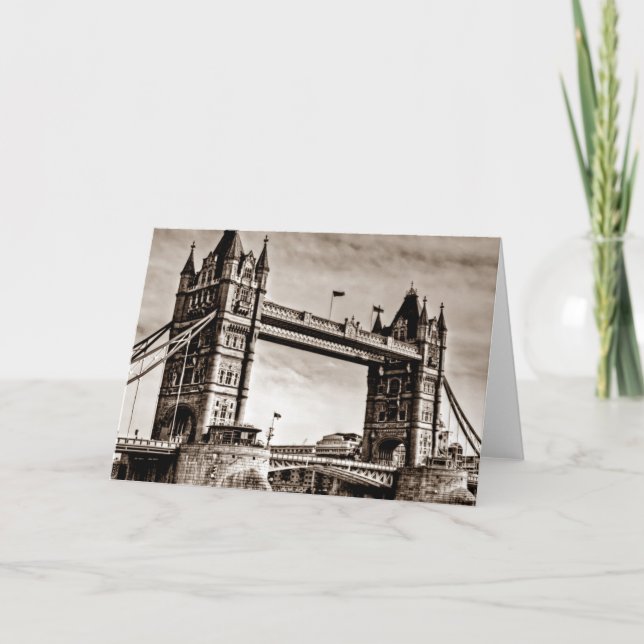 Vintage-Sepia London Tower Bridge Karte (Vorderseite)