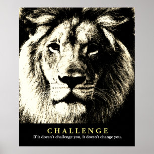 Vintage-Sepia-Löwen-Motivations-Challenge Poster