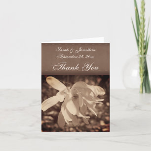 Vintage Sepia Magnolia Blume Hochzeit Dankeskarte