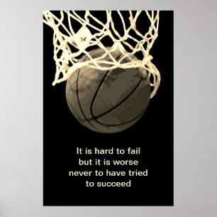 Vintage-Sepia-Motivationszitat Basketball Poster