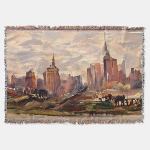 Vintage-Sepia-NYC-Skyline-Kunstdecke Decke