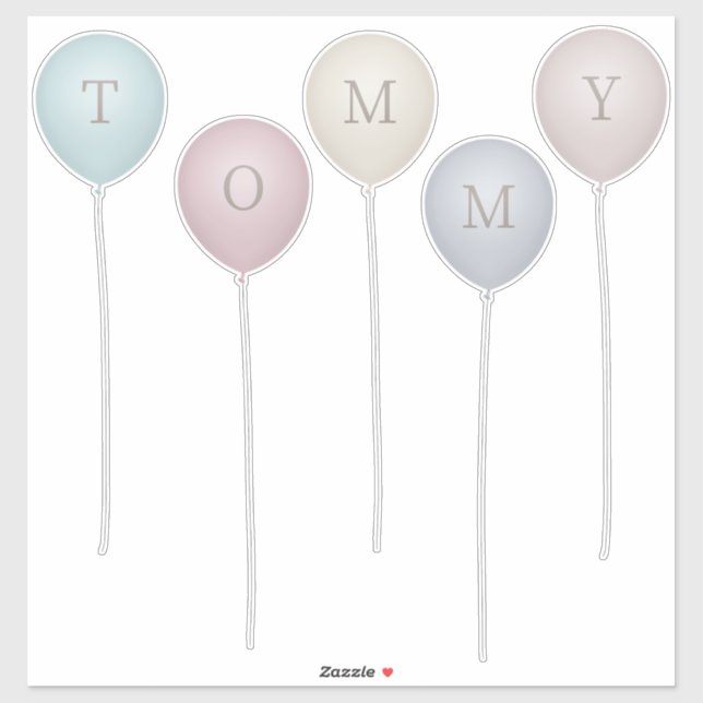 Vintage Sepia Pinks & Grays Custom Balloon Letter Aufkleber (Blatt)