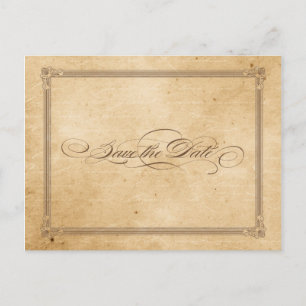 Vintage Sepia Poster Style Wedding Save the Date Ankündigungspostkarte
