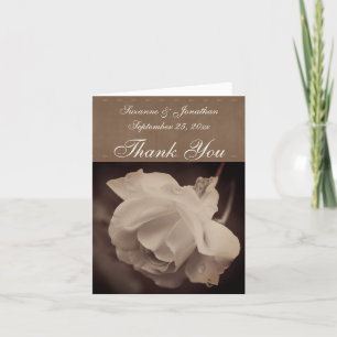Vintage Sepia-Rose Personalisierte Blumenhochzeit Dankeskarte