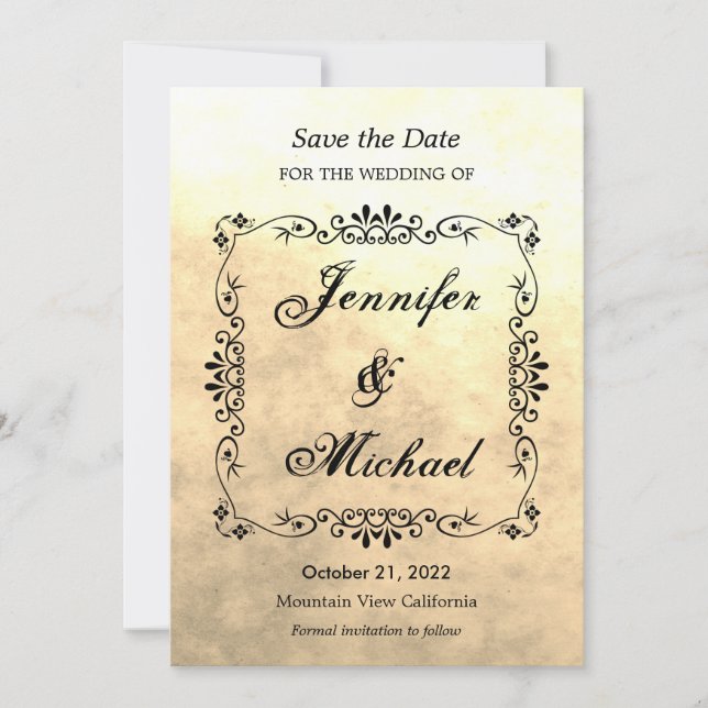 Vintage Sepia Save the Date Hochzeit (Vorderseite)