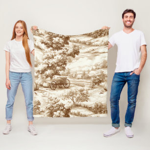 Vintage-Sepia-Thanksgiving-Kürbis-Toile-Muster Fleecedecke