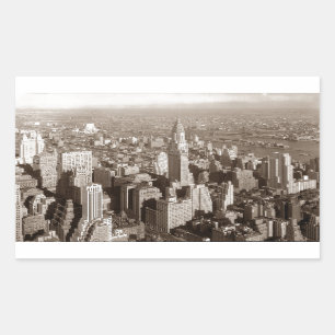 Vintage Sepia-Tönung New York Rechteckiger Aufkleber