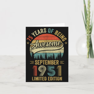 Vintage September 1951 75 Jahre alt 75. Geburtstag Karte