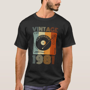 Vintage September 1981 Retro Plattenspieler Geburt T-Shirt