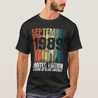 Vintage September 1989 Geburtstags-Grafik 32 Jahre T-Shirt