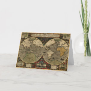 Vintage Serie alter Weltkarten Feiertagskarte