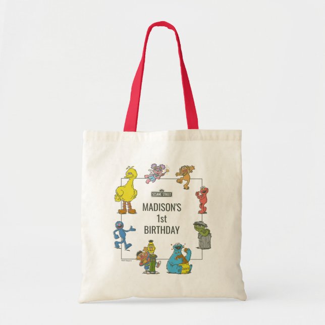 Vintage Sesame Street Characters Birthday Tote Bag Tragetasche (Vorne)